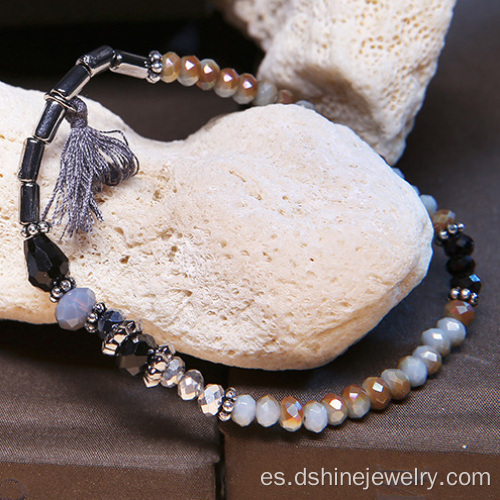 Las mujeres joyería abalorios pulsera estiramiento borla collar DIY grano